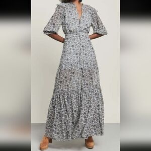 Women's Veronica Beard Nitza Floral Silk Chiffon Maxi Dress Sz 14 Modern Prarie